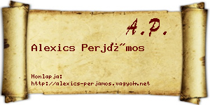 Alexics Perjámos névjegykártya